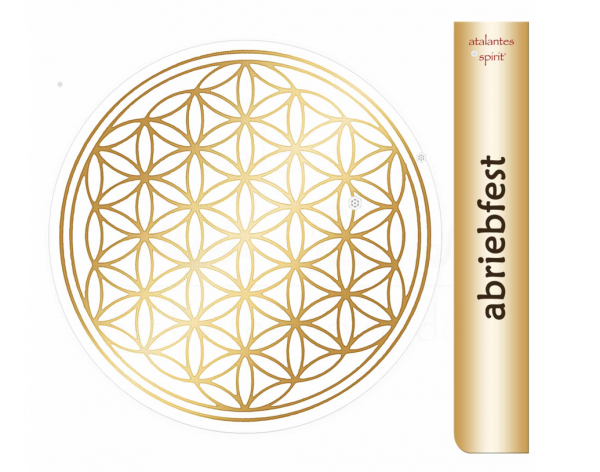 Aufkleber GOLD abriebfest VE = 3 Stück | Blume des Lebens in Größe 3cm; 5cm oder 9cm