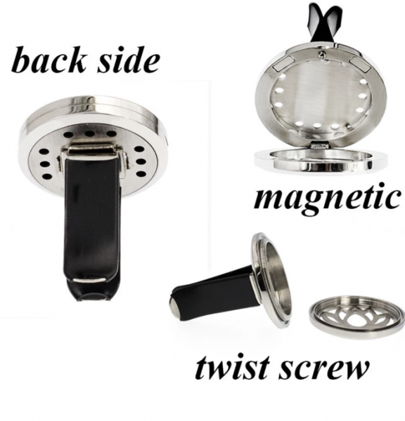 Blume des Leben Auto Diffuser 30mm Edelstahl für Aromatherapie mit 10 Pads + Young Living Öl 0,25ml