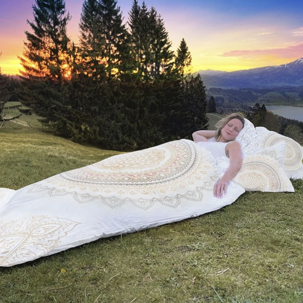 Blume des Lebens Bettwäsche Bio Soulshine (Spirit of OM) white/indian mit mikrofeiner Rosenquarz