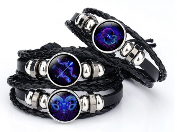 Leder Armband Sternzeichen - leuchtet im dunkeln - 12 Sternzeichen verfügbar