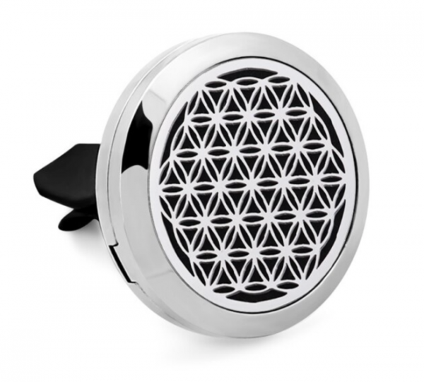 Blume des Leben Auto Diffuser 30mm Edelstahl für Aromatherapie mit 10 Pads + Young Living Öl 0,25ml