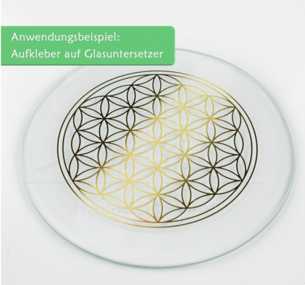 Aufkleber GOLD abriebfest VE = 3 Stück | Blume des Lebens in Größe 3cm; 5cm oder 9cm