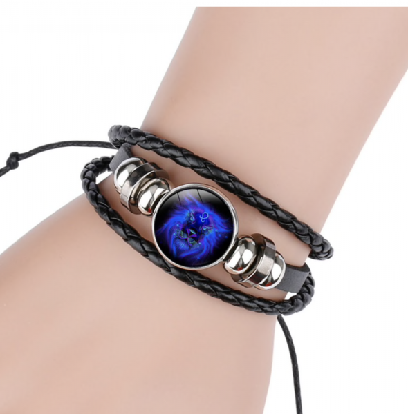 Leder Armband Sternzeichen - leuchtet im dunkeln - 12 Sternzeichen verfügbar